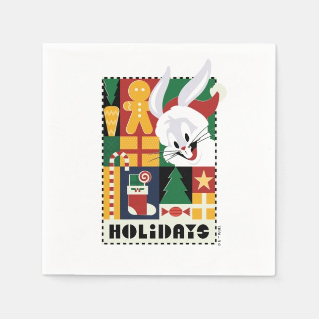 Serviette En Papier LOONEY TUNES™ BUGS BUNNY™ Holidays Badge (Devant)