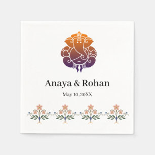 Serviette En Papier Lord Ganesha Motif Floral Mughal Mariage Indien