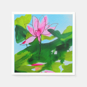 Serviette En Papier Lotus rose reflet de fleur art maison