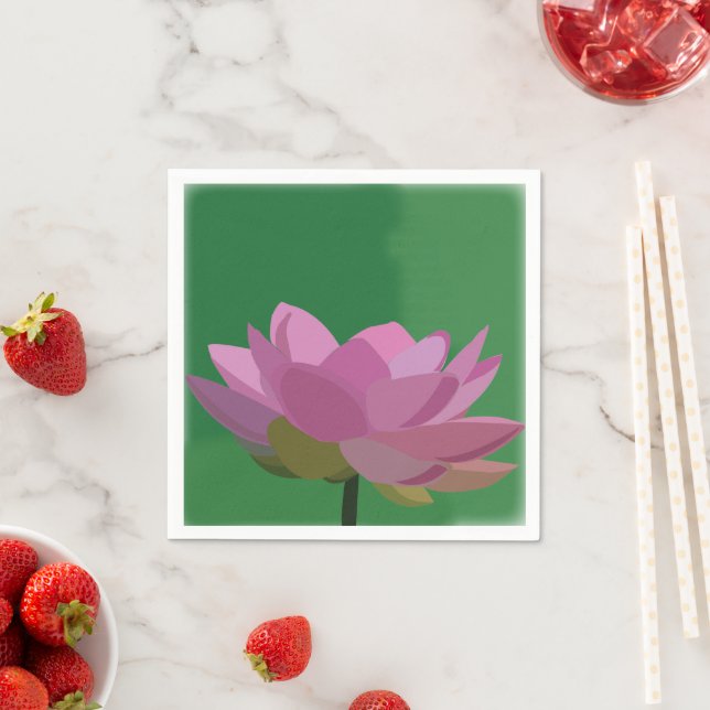 Serviette En Papier Lotus Water Lily Fleur rose Floral (En situation)