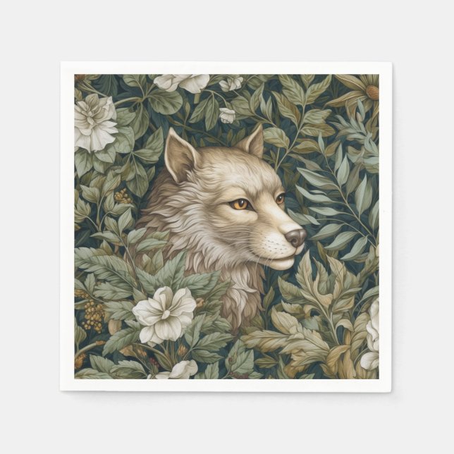Serviette En Papier Loup Art nouveau en feuille (Devant)