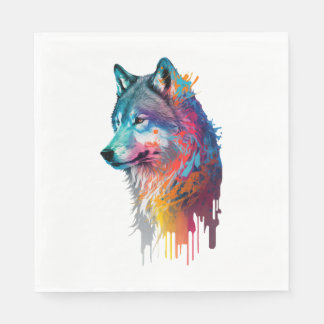 Serviette En Papier Loup coloré
