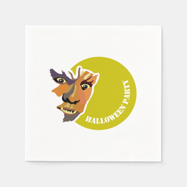 Serviette En Papier Loup de Lune, Fête d'Halloween (Devant)