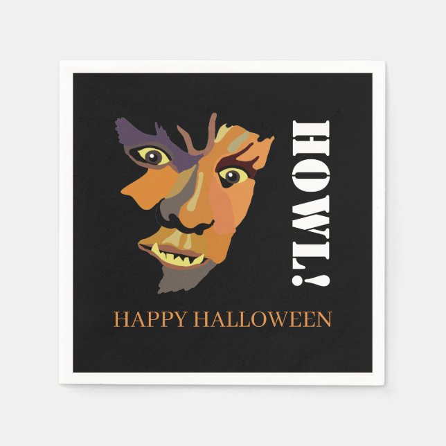 Serviette En Papier Loup-garou Classique, Joyeux Halloween (Devant)