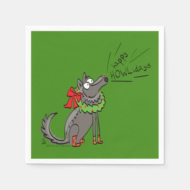 Serviette En Papier Loup Noël Funny Mignonnes Enfants (Devant)