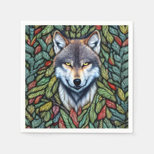 Serviette En Papier Loup prédateur de bois sauvage