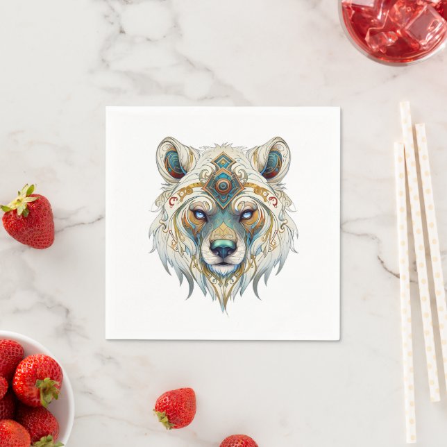 Serviette En Papier Loup spirituel amérindien (En situation)