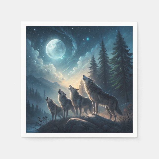 Serviette En Papier Loups (Devant)