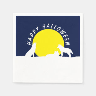 Serviette En Papier Loups au clair de lune, Bonne Halloween
