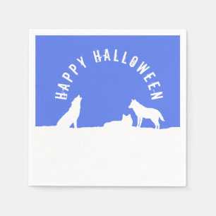 Serviette En Papier Loups dans la neige, Joyeux Halloween