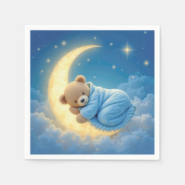 Serviette En Papier L'ours en peluche dort sur la lune (Devant)