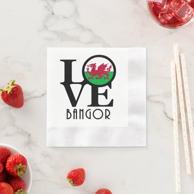 Serviette En Papier LOVE Bangor Pays de Galles (En situation)