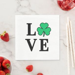 Serviette En Papier LOVE Clover Shamrock Irlande St Patrick Party
