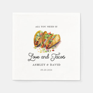 Serviette En Papier Love et Tacos   Fête de Fiançailles 