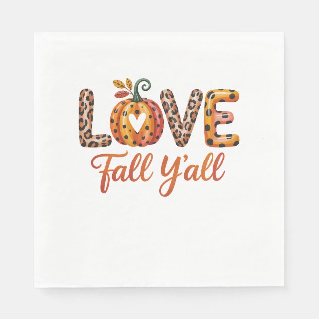 Serviette En Papier Love Fall Y'all Fall (Devant)