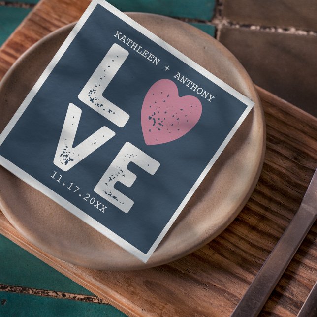 Serviette En Papier LOVE Graphic Minimalist Typewriter Police Mariage  (Créateur téléchargé)