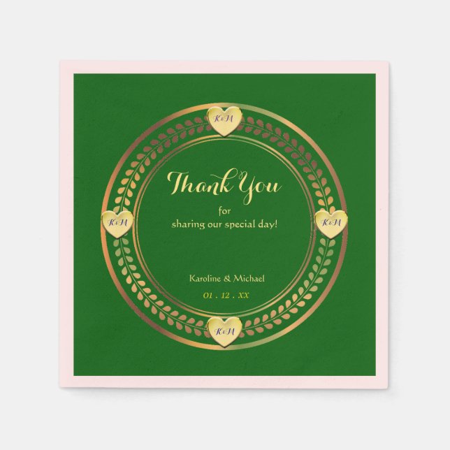 Serviette En Papier Love Green Mariage Paper Party Événements (Devant)