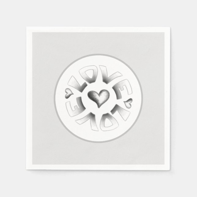 Serviette En Papier Love Grey (Devant)