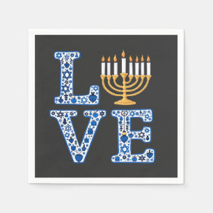 Serviette En Papier Love Hanoukka Jewish Holiday Menorah