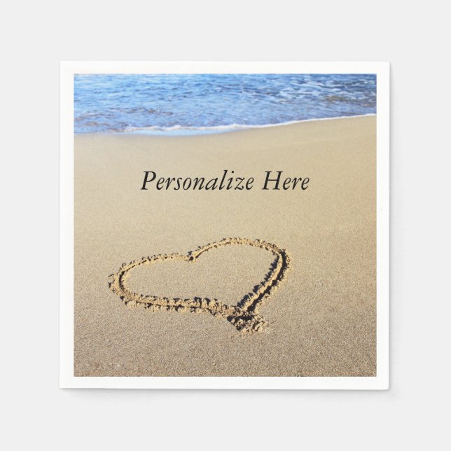 Serviette En Papier Love Heart Beach (Devant)