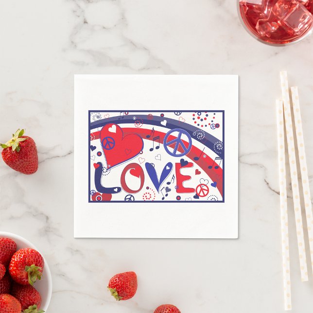 Serviette En Papier Love Hearts Et Notes Musicales Papier (Créateur téléchargé)