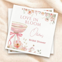 Serviette En Papier Love in Bloom Champagne Pink Bow Bridal Shower