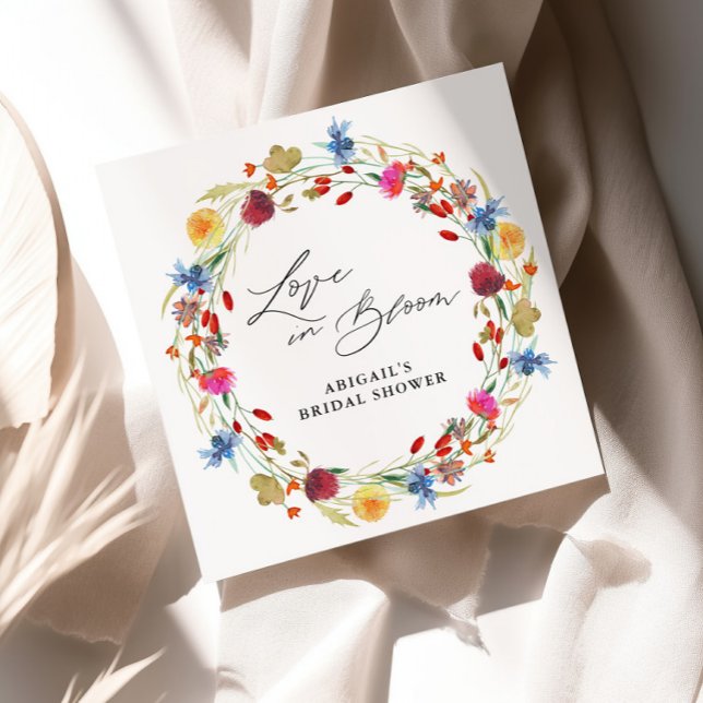 Serviette En Papier Love in Bloom Fleur sauvage Fête des mariées perso (Créateur téléchargé)