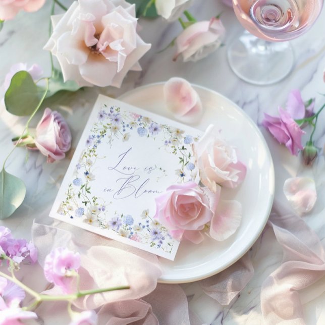 Serviette En Papier Love In Bloom Floral Purple Green Mariage (Love In Bloom Floral Purple Green Bridal Show Napkins)