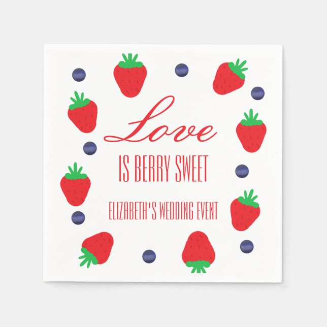 Serviette En Papier Love Is Berry Sweet Fruit Mariage (Devant)