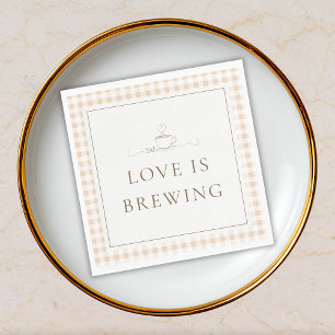 Serviette En Papier Love Is Brewing Gingham Baby Shower Café