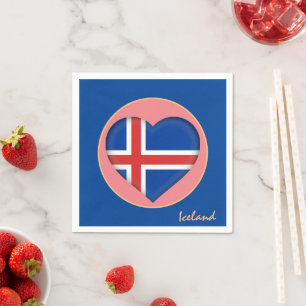 Serviette En Papier Love Islande & Islande Flag party mode /Coeur