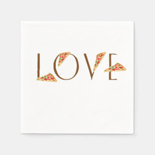 Serviette En Papier Love Pizza Fun Tendance Typographie