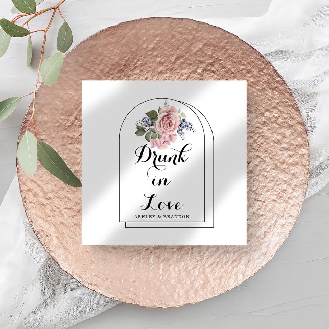 Serviette En Papier Love Rose minimal Mariage serviettes (Créateur téléchargé)