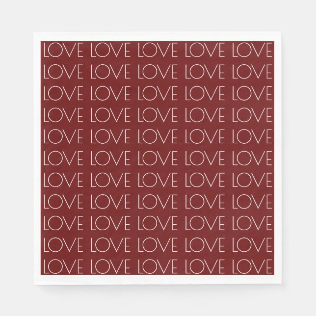 Serviette En Papier Love Typographie Red Valentine's Paper (Devant)