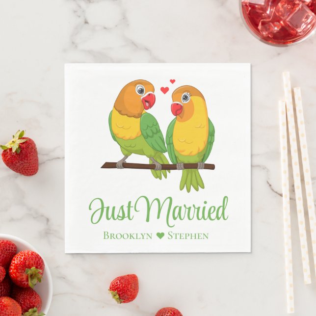 Serviette En Papier Lovebirds Mariages Inséparables Mariage Juste Mari (En situation)