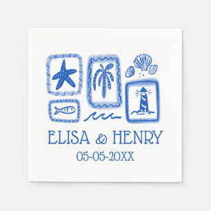 Serviette En Papier LoveNotes from Sea Cute Beach CUSTOM WEDDING