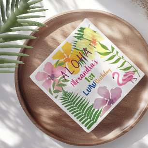 Serviette En Papier Luau Fille 1er anniversaire