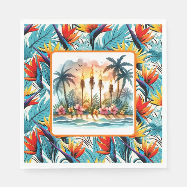 Serviette En Papier Luau Oiseau Du Paradis (Devant)