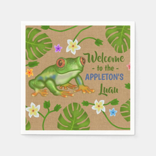 Serviette En Papier Luau Summer Party Frog Tropical Hawaiian Beach Amu (Devant)