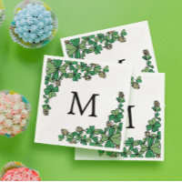 Lucky Charm Clover Fleurs blanches Monogramme