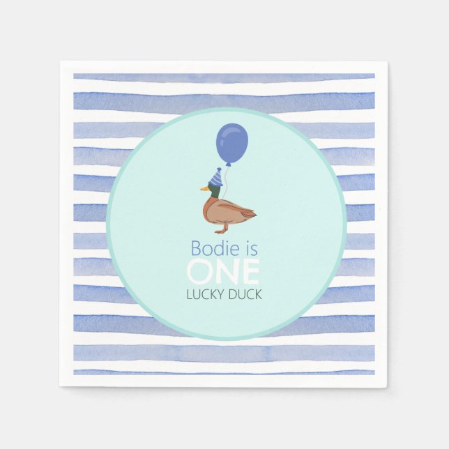 Serviette En Papier Lucky Duck 1er anniversaire (Devant)