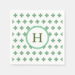 Serviette En Papier Lucky Green Four Leaf Clover Monogramme