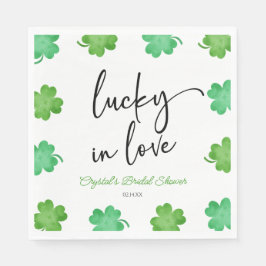 Serviette En Papier Lucky In Love Green Shamrock Clovers Fête des mari