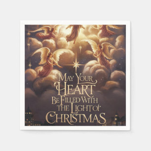 Serviette En Papier Lumière de Noël Angélique carte postale design