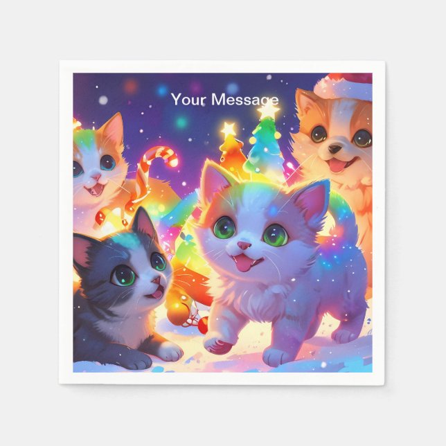 Serviette En Papier Lumière de Noël enchantée (Devant)