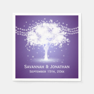 Serviette En Papier Lumières de chaîne d'arbre violet Mariage personna