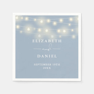 Serviette En Papier Lumières de Chaîne Élégantes Mariage Bleu Poussiér