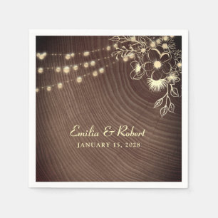 Serviette En Papier Lumières de Chaîne en Bois Rustique Mariage