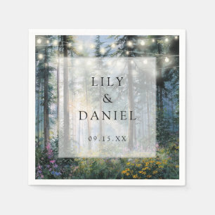Serviette En Papier Lumières de forêt guirlande Fleurs sauvages Mariag