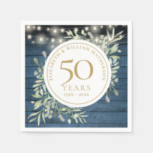 Serviette En Papier Lumières de guirlande de 50e anniversaire Feuillag